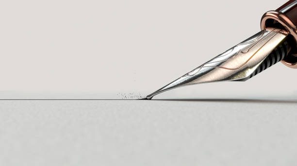 Image montrant un stylo plume en train de tracer une ligne sur un papier blanc.