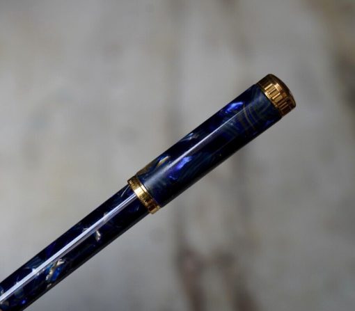 STYLO PLUME WATERMAN LADY AGATHE MARBRE BLEU - PLUME EN OR MASSIF 18 K