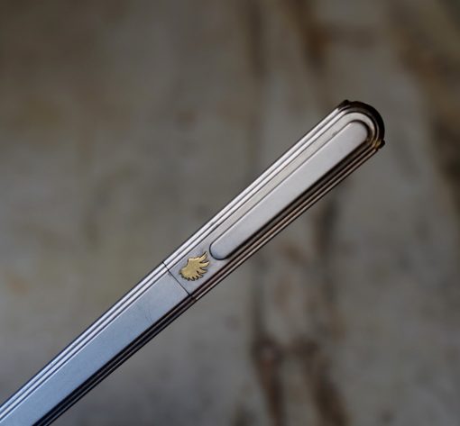 STYLO PLUME PYGMALION EN METAL TITANIUM - LIGNES DESIGN- PLUME EN OR MASSIF 18 CARATS - RARE VERSION