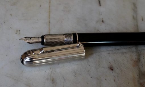 STYLO PLUME DUNHILL SIDECAR DOUE PALLADIUM - PLUME EN OR MASSIF 18 CTS