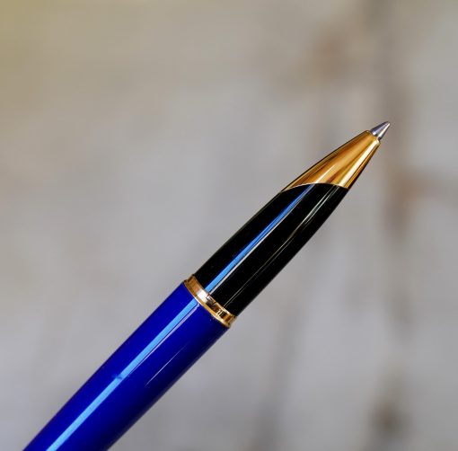 STYLO ROLLER WATERMAN CARENE EN LAQUE BLEU NUIT & PL. OR 18 CARATS