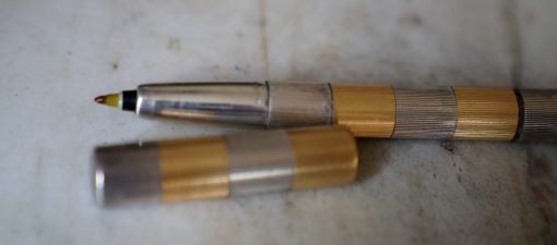 PIAGET - STYLO BILLE ARGENT MASSIF & VERMEIL MOTIF ANNELE - DESIGN ORIGINAL