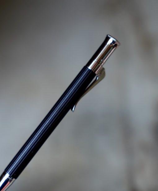 STYLO PORTE-MINES GRAF VON FABER CASTELL RESINE NOIRE GODRONS FINITION PLATINUM