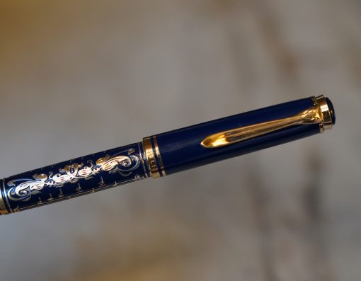 STYLO PLUME PELIKAN M 800 CONCERTO BLEU NUIT & VERMEIL 925 - PLUME OR 18 C - LARGE OBB