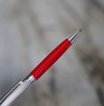 STYLO BILLE CARAN D'ACHE LEMAN RESINE ROUGE DOUE PL. ARGENT GODRONS – Image 2