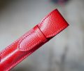 MIGNON - TRES BEL ETUI A STYLOS EN CUIR ROUGE LEZARD - MODELE UNE PLACE- SUPERBE – Image 2