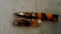 STYLO ROLLER JEAN-PIERRE LEPINE EN RESINE MARRON TIGREE & CHROME- 99 MM – Image 2