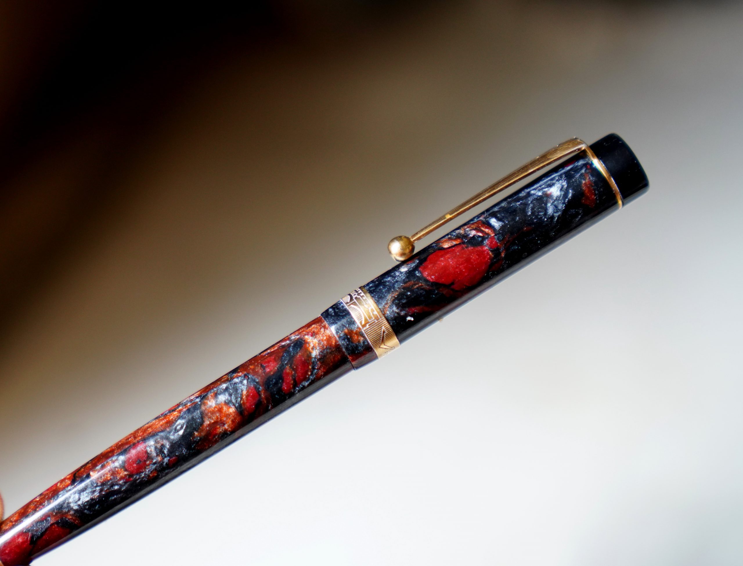 STYLO BILLE VISCONTI PONTE VECCHIO RESINE MARBREE & PL. OR 18 CARATS
