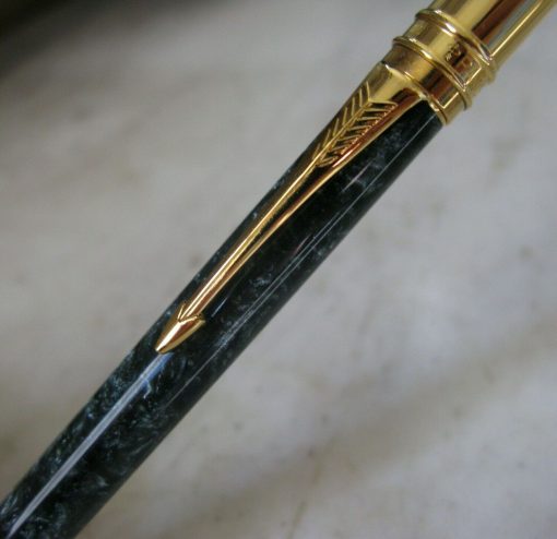 Stylo Porte-mine Parker Duofold en resine vert fonce marbre & PL.OR
