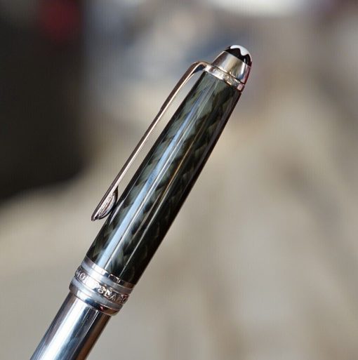 Stylo bille Montblanc Cross Atx en metal noirci - finition diamant + étui cross en cuir