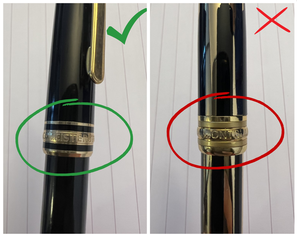 Une image montrant un détail qui permet de différencier un vrai et un faux stylo Montblanc.