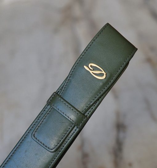 ETUI A STYLOS S.T. DUPONT EN CUIR VERT KAKI - MODELE UNE PLACE