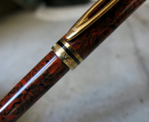 STYLO BILLE WATERMAN MAN RESINE BOISEE & PL. OR 18 CARATS