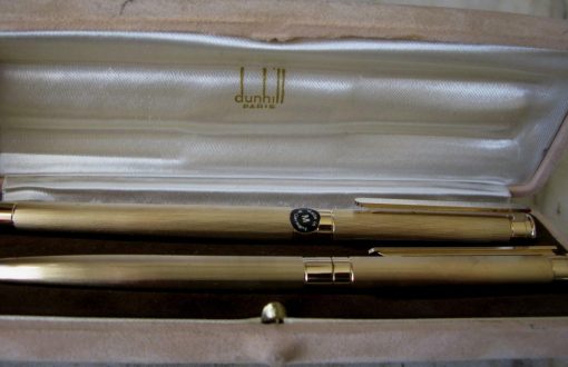 MONTBLANC NOBLESSE STYLO PLUME + CRAYON POUR DUNHILL - PLAQUÉ OR DOUBLÉ