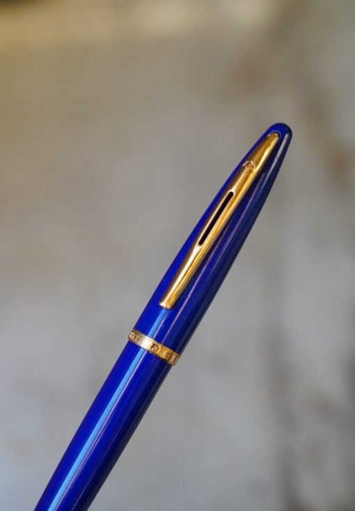 STYLO PLUME WATERMAN CARENE LAQUE BLEU FONCE - PLUME OR MASSIF 18 K