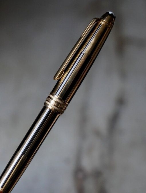 STYLO ROLLER MONTBLANC MEISTERSTÜCK BANDES PL. OR 18 CARATS & NOIRES