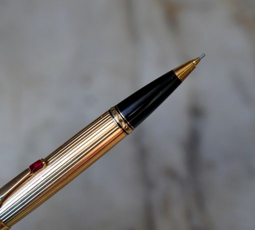 STYLO PORTE-MINES MONTBLANC BOHEME PL. OR - PIERRE ROUGE - RARE & MAGNIFIQUE VERSION
