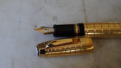 RARE STYLO PLUME MONTBLANC BOHEME PL. OR DIAMANT - PIERRE ORANGE - PLUME OR 18 CARATS