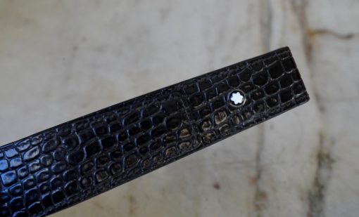 MAGNIFIQUE ETUI A STYLOS MONTBLANC CUIR NOIR STYLE CROCODILE - MODELE UNE PLACE