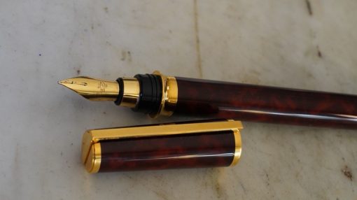 GRAND STYLO PLUME S.T. DUPONT MONTPARNASSE XL LAQUE DE CHINE THUYA- PLUME OR MASSIF 18 CARATS
