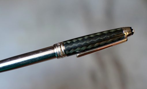 STYLO PLUME MONTBLANC MEISTERSTÜCK METAL PLATINE & CARBONE - PLUME EN OR MASSIF 18 CARATS