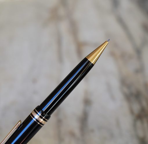 STYLO PORTE-MINES MONTBLANC MEISTERSTÜCK LE GRAND EN RESINE NOIRE & PL. OR 18 CARATS - MINES 0,9 MM
