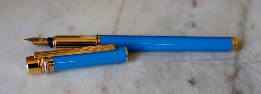 STYLO PLUME CARTIER MUST LAQUE TURQUOISE - PLUME OR MASSIF 18 CARATS - RARE SUPERBE