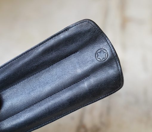 ETUI A STYLOS MONTBLANC MEISTERSTÜCK MOZART EN CUIR NOIR - TROIS PLACES - RARE