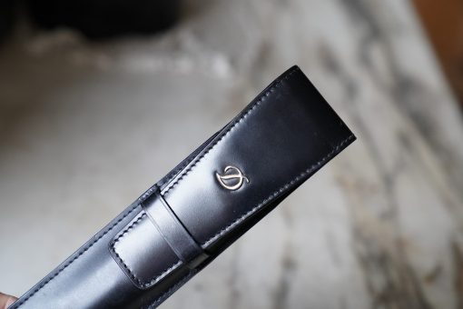 ETUI A STYLOS S.T. DUPONT EN CUIT NOIR - MODELE UNE PLACE A RABAT - SUPERBE ETAT