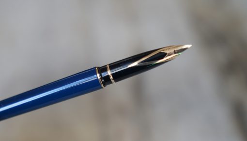 STYLO PLUME SHEAFFER TARGA - LAQUE HERMES BLUE - PLUME EN OR MASSIF 14 CARATS