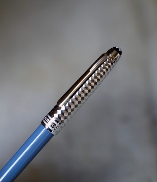 STYLO BILLE MONTBLANC MEISTERSTÜCK GLACIER DOUE - BLEU METAL PLATINE