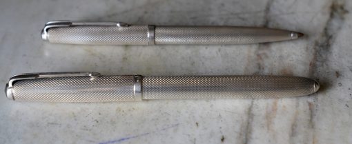 PARKER 51 - PARURE ARGENT MASSIF 925 FINITION GRAIN D'ORGE - STYLO PLUME & BILLE