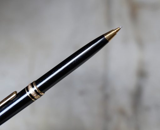 STYLO PORTE-MINES MONTBLANC MEISTERSTÜCK MOZART EN RESINE NOIRE & PL. OR 18 CARATS