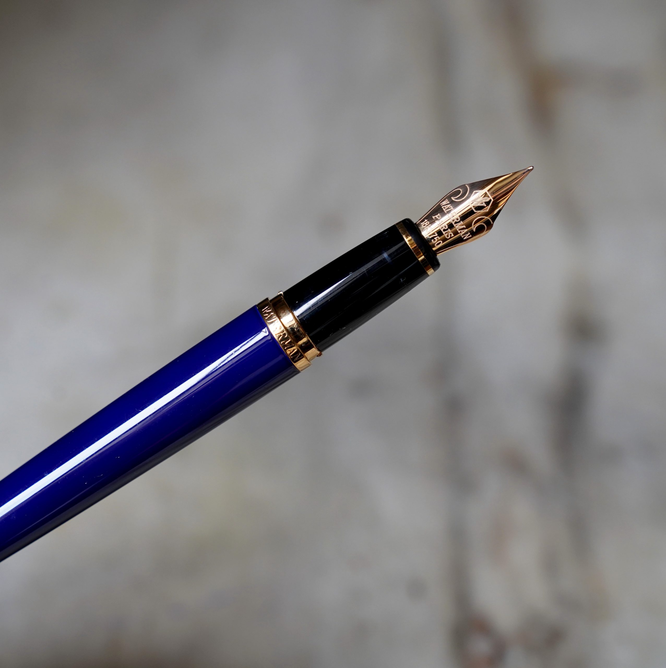 STYLO PLUME WATERMAN ETALON LAQUE BLEU NUIT - PLUME EN OR MASSIF 18 CARATS