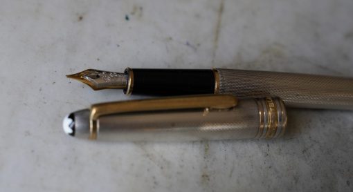STYLO PLUME MONTBLANC MEISTERSTÜCK ARGENT MASSIF 925 GRAIN D'ORGE - PLUME OR 18K