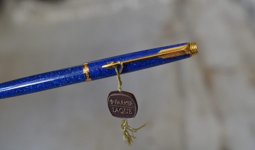 STYLO BILLE PARKER 75 LAQUE LAPIS LAZULI GRANIT & PL. OR 18 CARATS