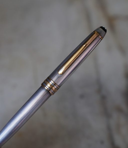 STYLO BILLE MONTBLANC MEISTERSTÜCK EN ARGENT MASSIF 925 FINITION GRAIN D'ORGE