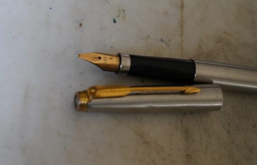 STYLO PLUME PARKER 75 FLIGHTER - PLUME EN OR MASSIF 18 CARATS - RARE VERSION