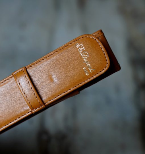 ETUI A STYLOS S.T. DUPONT EN CUIR MARRON CLAIR - MODELE UNE PLACE