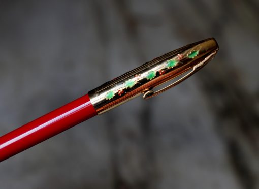 STYLO PLUME SHEAFFER HOLLY CHRISTMAS - PLUME LOSANGE PL. OR 23 CARATS