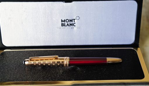 STYLO PLUME MONTBLANC MEISTERSTÜCK LE PETIT PRINCE LAQUE BORDEAUX DOUE PL. OR 18 CARATS