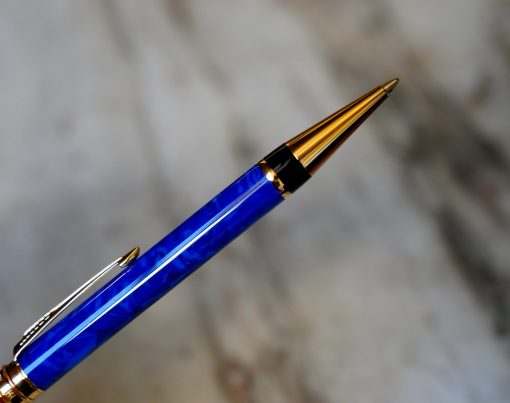 STYLO BILLE PARKER DUOFOLD EN RESINE BLEU LAPIS LAZULI & PL. OR 18 CARATS