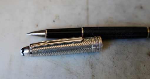 STYLO ROLLER MONTBLANC MEISTERSTÜCK DOUE ARGENT MASSIF 925 CHEVRONS