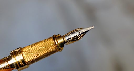 S.T. DUPONT - BLOC PLUME OLYMPIO ALVEOLES - PLUME EN OR MASSIF 18 CARATS - RARE VERSION