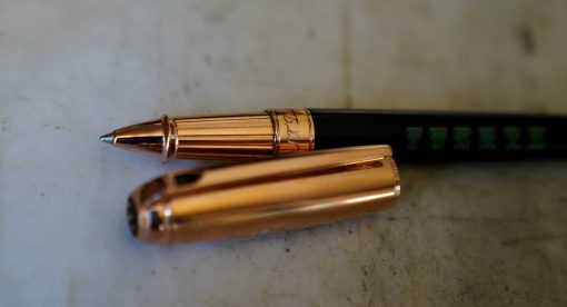 STYLO ROLLER S.T. DUPONT OPUS X FUENTE LAQUE DE CHINE NOIRE & PL. OR - RARE VERSION