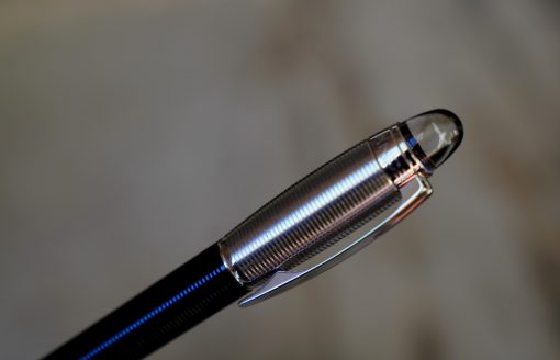 STYLO ROLLER MONTBLANC STARWALKER DOUE STRIE NOIR FINITION PLATINE