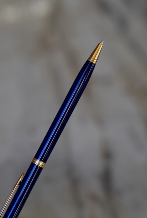 STYLO BILLE WATERMAN GENTLEMAN LAQUE BLEU ROYAL & PL. OR 18 CARATS - RARE VERSION