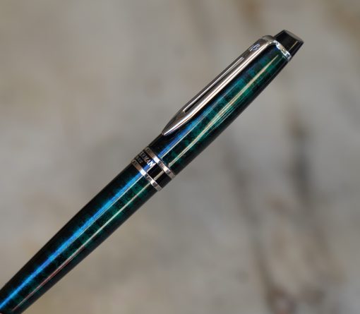 STYLO PLUME WATERMAN EXPERT EN METAL LAQUE VERT FONCE NOIR & CHROME
