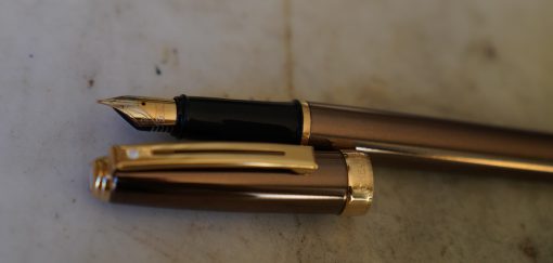STYLO PLUME SHEAFFER PRELUDE EN METAL LAQUE BRONZE - PLUME MOYENNE