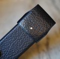 ETUI A STYLOS MONTBLANC EN CUIR NOIR A RABAT FIN. AUTRUCHE - MODELE TROIS PLACES – Image 2